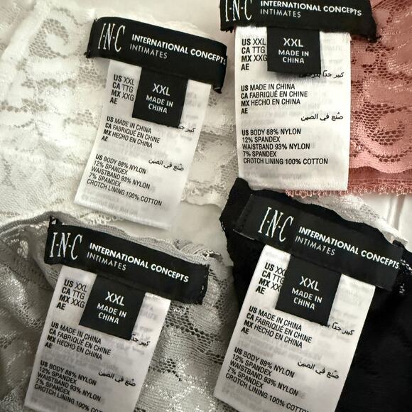 INC Concepts Lot 4pr Lace Thong Panties - Black White Gray Rose - Plus Size XXL - Picture 4 of 5